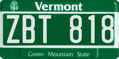 VT license plate ZBT818