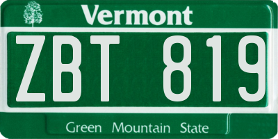 VT license plate ZBT819