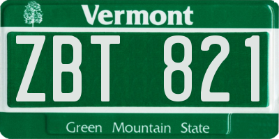 VT license plate ZBT821