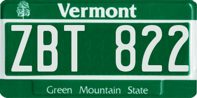 VT license plate ZBT822