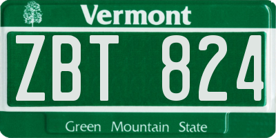 VT license plate ZBT824