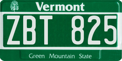 VT license plate ZBT825