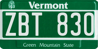 VT license plate ZBT830