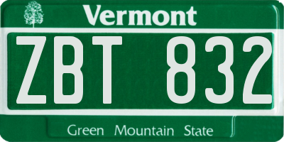 VT license plate ZBT832