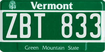 VT license plate ZBT833