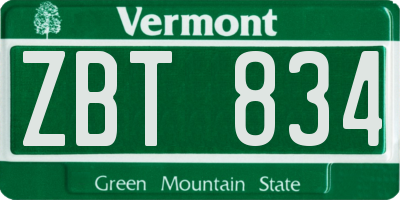 VT license plate ZBT834