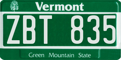 VT license plate ZBT835