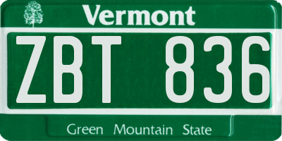VT license plate ZBT836
