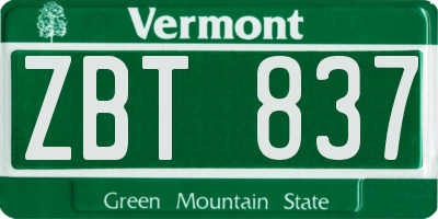VT license plate ZBT837