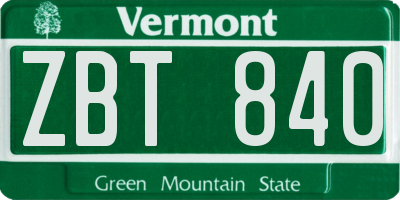 VT license plate ZBT840