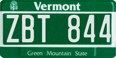 VT license plate ZBT844
