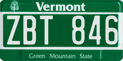 VT license plate ZBT846