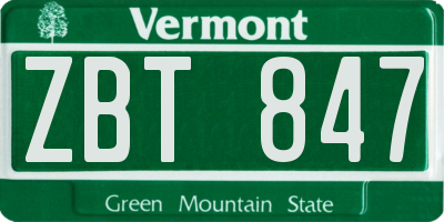 VT license plate ZBT847