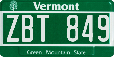VT license plate ZBT849