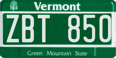 VT license plate ZBT850