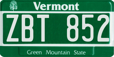VT license plate ZBT852