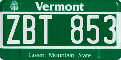 VT license plate ZBT853