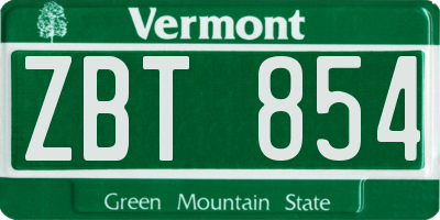 VT license plate ZBT854
