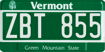 VT license plate ZBT855