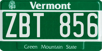 VT license plate ZBT856