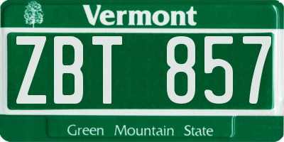 VT license plate ZBT857