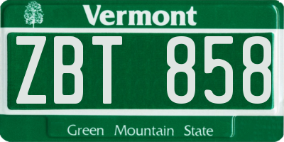VT license plate ZBT858