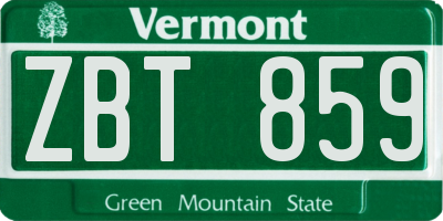 VT license plate ZBT859