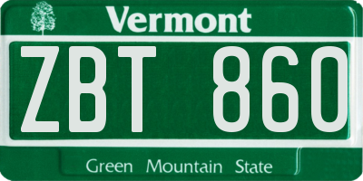 VT license plate ZBT860