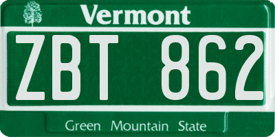 VT license plate ZBT862