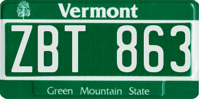 VT license plate ZBT863