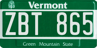 VT license plate ZBT865