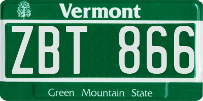 VT license plate ZBT866