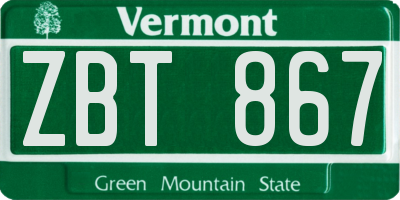 VT license plate ZBT867