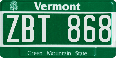 VT license plate ZBT868