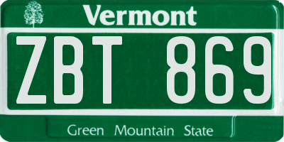 VT license plate ZBT869