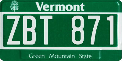 VT license plate ZBT871