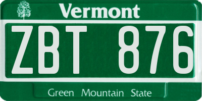 VT license plate ZBT876