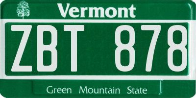 VT license plate ZBT878