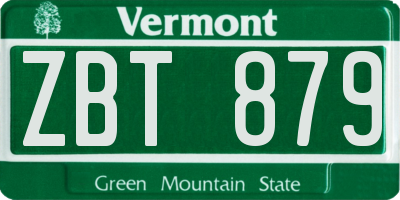 VT license plate ZBT879