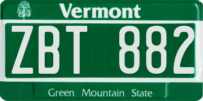 VT license plate ZBT882