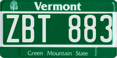 VT license plate ZBT883