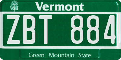 VT license plate ZBT884