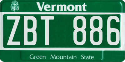 VT license plate ZBT886