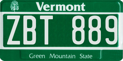 VT license plate ZBT889