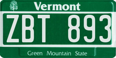 VT license plate ZBT893