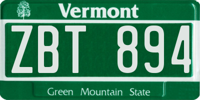 VT license plate ZBT894