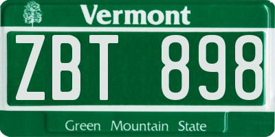 VT license plate ZBT898