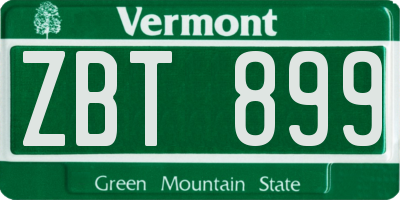 VT license plate ZBT899