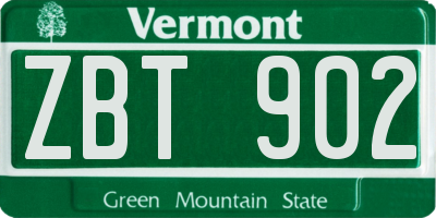 VT license plate ZBT902