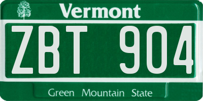 VT license plate ZBT904